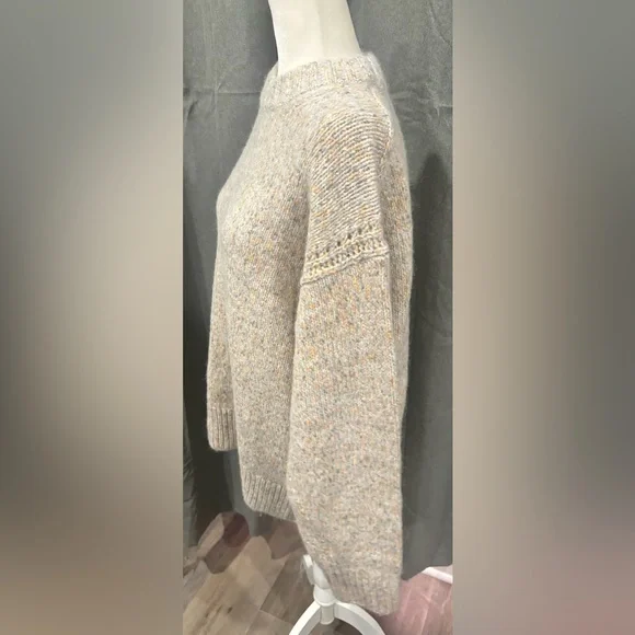 NWT J.Crew Relaxed Crewneck Pullover Sweater Wool Blend Small Gray Orange Cozy - Picture 5 of 11